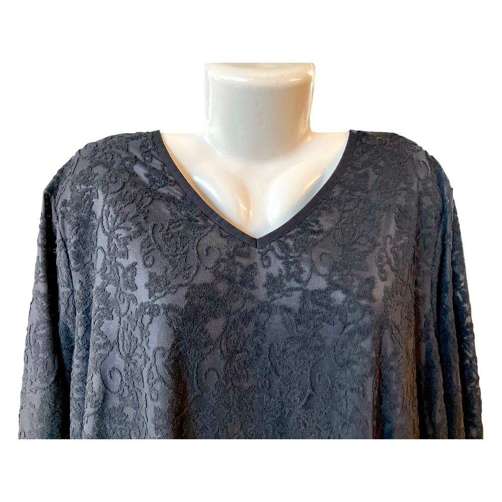Denim & Co. Women's Black Lace Long Sleeve Shirt SZ 3X NWT - Picture 3 of 11